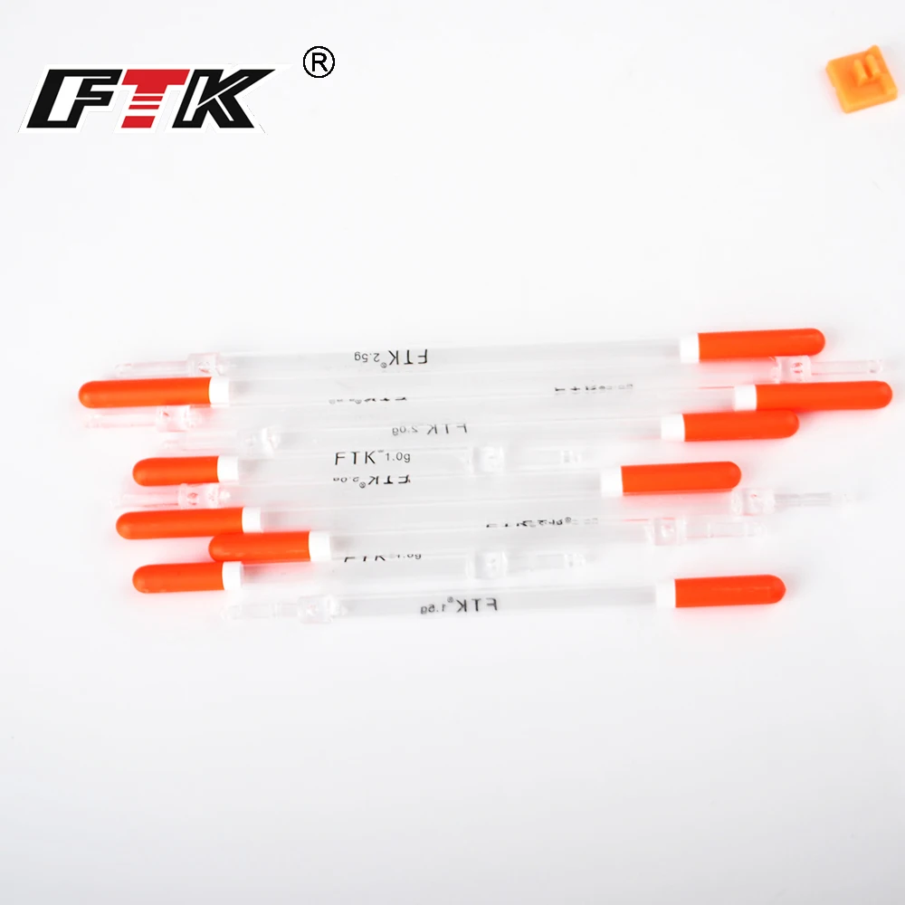 FTK 10 unids/lote flotador de plástico de nailon 1,0g/1,25g/1,5g/2,0g/2,5g/3,0g flotadores de pesca de plástico de cristal juego de tubos aparejos de pesca - imagen 3