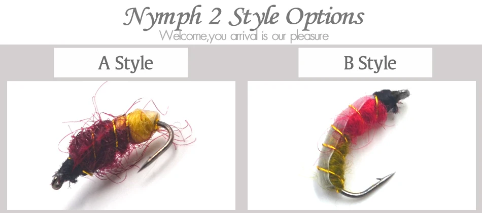 MNFT-señuelo de pesca con mosca, dos estilos, para Ninfa, trucha, Mosca, Mosca, Artificial, Pupa, Larva, ninfa, 10 Uds. - imagen 2