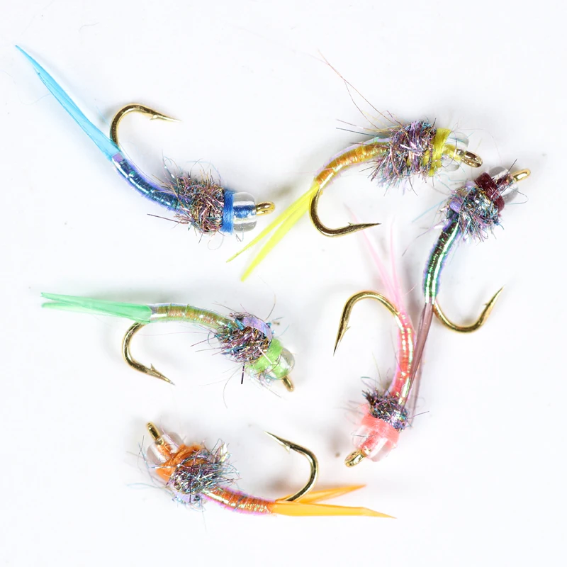 Bimoo-señuelo de pesca con mosca, accesorio de pesca de trucha, enmalle azul, moscas de agua dulce, cabeza de cuentas, ninfa, mosca Stonefly, 12 Uds., n. ° 16 - imagen 4