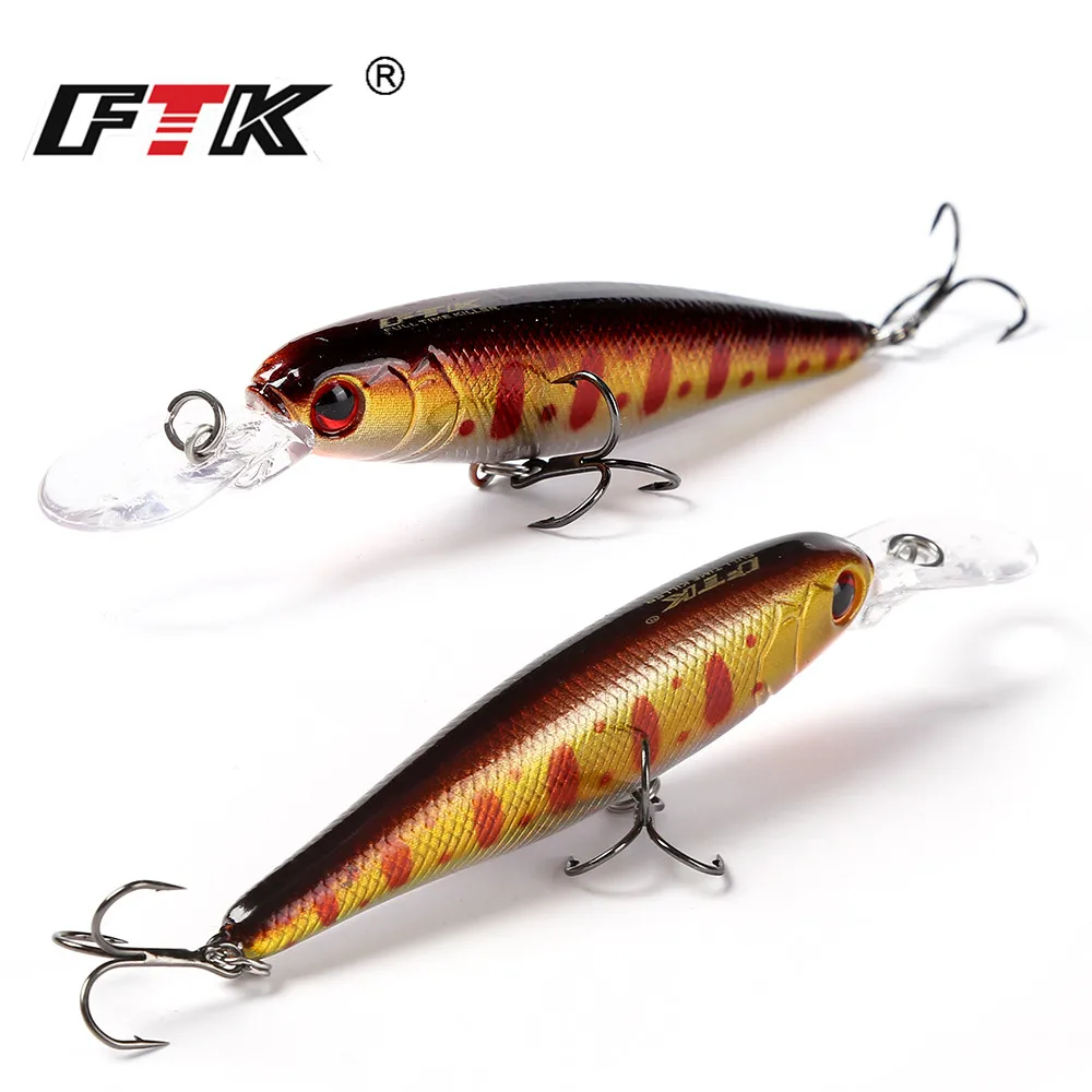 FTK 8g ojos 3D que se hunden Minnow Señuelos de pesca duros 7,5 cm Swimbait cebo de pesca Artificial lubina Jerkbait Crankbait - imagen 5