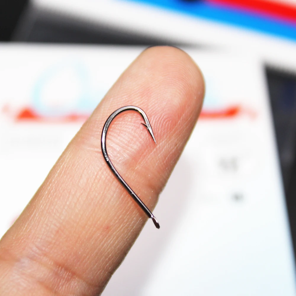 10 unids/lote 1 # -18 #    2210bn anzuelo Maruseigo negro sin anillo anzuelos de pesca de carpa ganchos de agua de mar y agua dulce - imagen 3