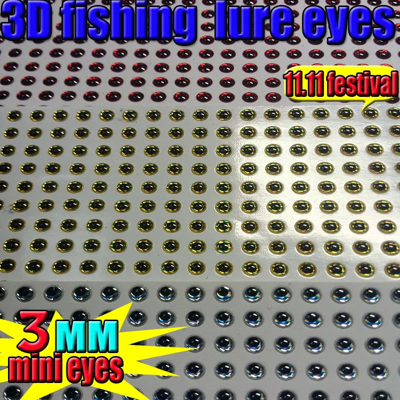 ¡11,11 ventas! Tamaño de los ojos del señuelo de pesca: 3MM, elige el color rojo, dorado y plateado, 1000 unids/lote - imagen 2