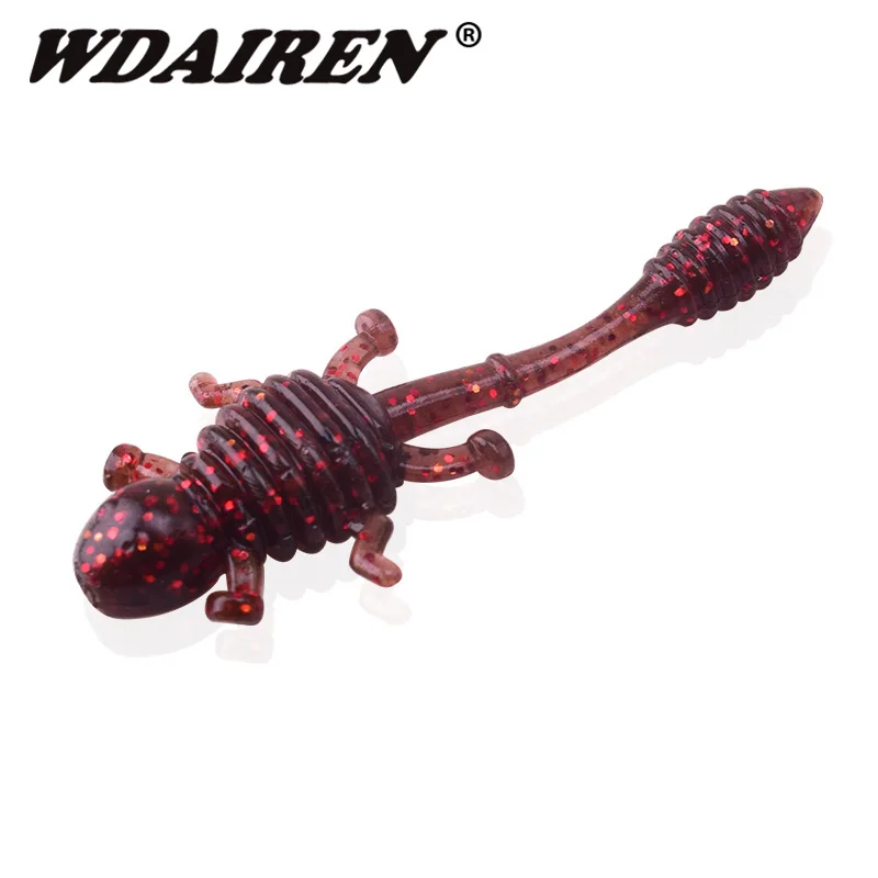 Wobblers-Señuelos de Pesca de 50mm y 1,2g, plantilla de gusano delineador fácil, Swimbait, cebo Artificial de silicona suave con aroma a sal, 10 unidades por lote - imagen 2