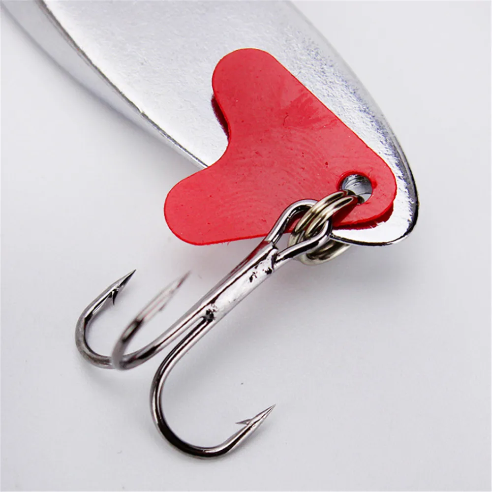 1 Uds 7g 10g 14g 21g cebo duro de Pesca cuchara biselada de Metal señuelo cebos de lubina señuelo de Pesca de plata anzuelo triple Pesca - imagen 3