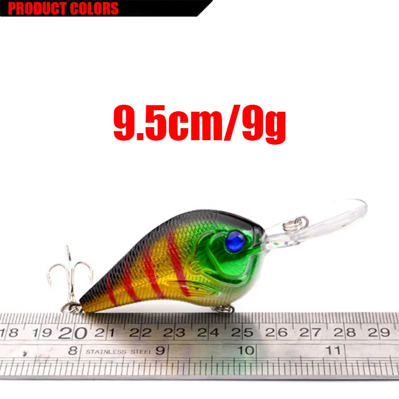 Señuelo Crankbait Wobblers 95mm 9g, anzuelos de alta calidad, 7 colores diferentes, cebo Artificial duro, manivelas de Pesca, 1 ud. - imagen 3