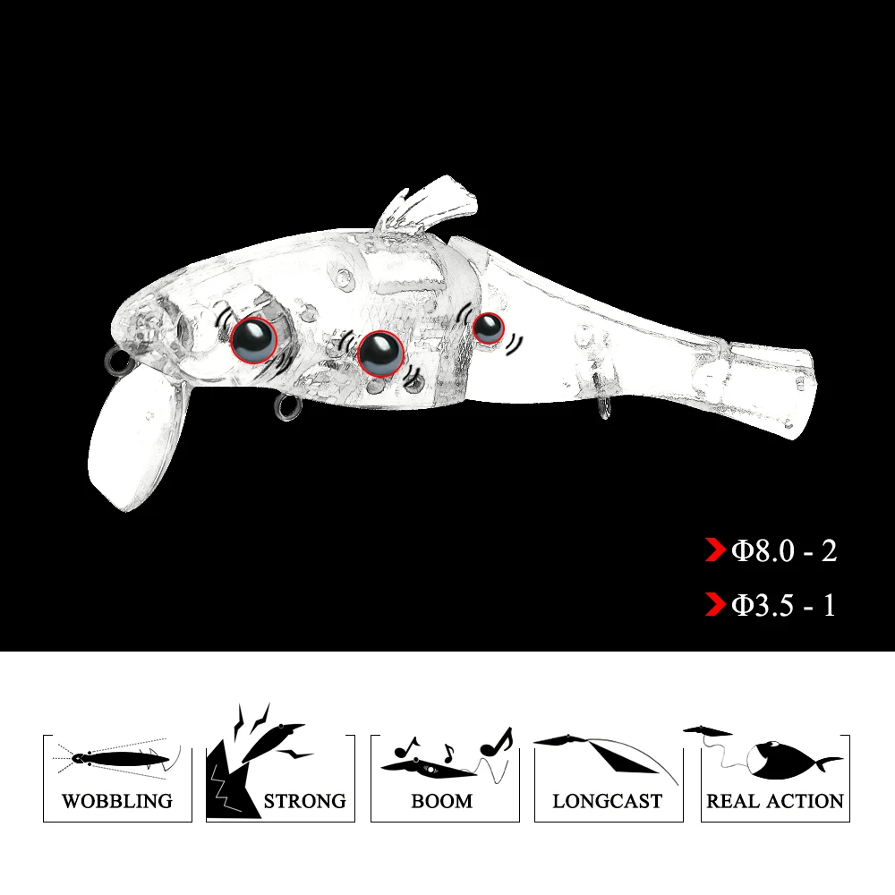 FTK-señuelo de pesca duro Minnow de 2 segmentos, ojos 3D, 13g, 9,5 cm, cebo Artificial de pesca multiarticulado, Swimbait Wobblers - imagen 3