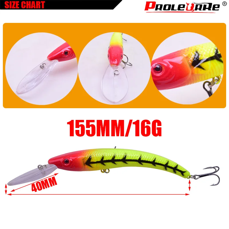 Proleurre-señuelo de pesca para pececillos, cebo duro Artificial de 15,5 cm y 16g, Wobbler, aparejos de pesca - imagen 2