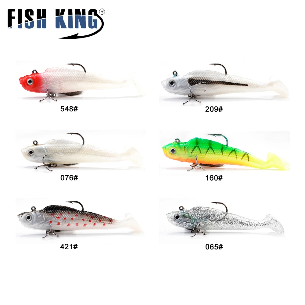 FISH KING-señuelo de pesca suave con ojos 3D, cabeza de plantilla con anzuelo triple, Wobbler, cebo de hundimiento, Jigging, lubina, Lucio, 9/22g - imagen 3