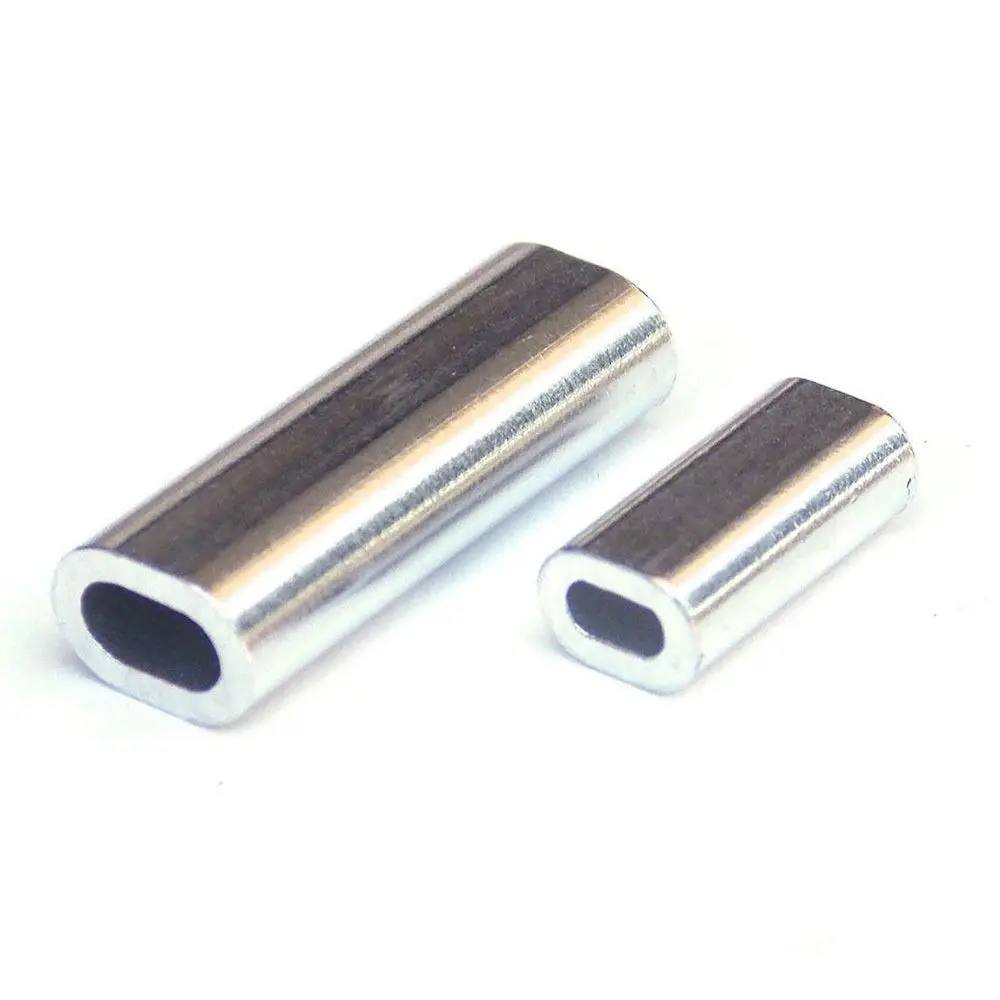 Manguitos de engarce de aluminio, Kit de conectores ovalados de 100 piezas, manguitos de tubo de línea de pesca, herramientas de aparejos de pesca