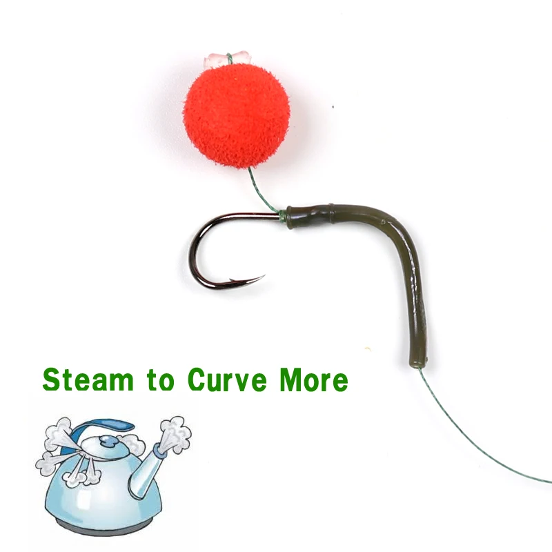 Bimoo-alingers de pesca de camuflaje verde, fácil de usar, 2-10 ganchos al vapor para pescar carpa gruesa, manga de goma, 10 Uds. - imagen 4