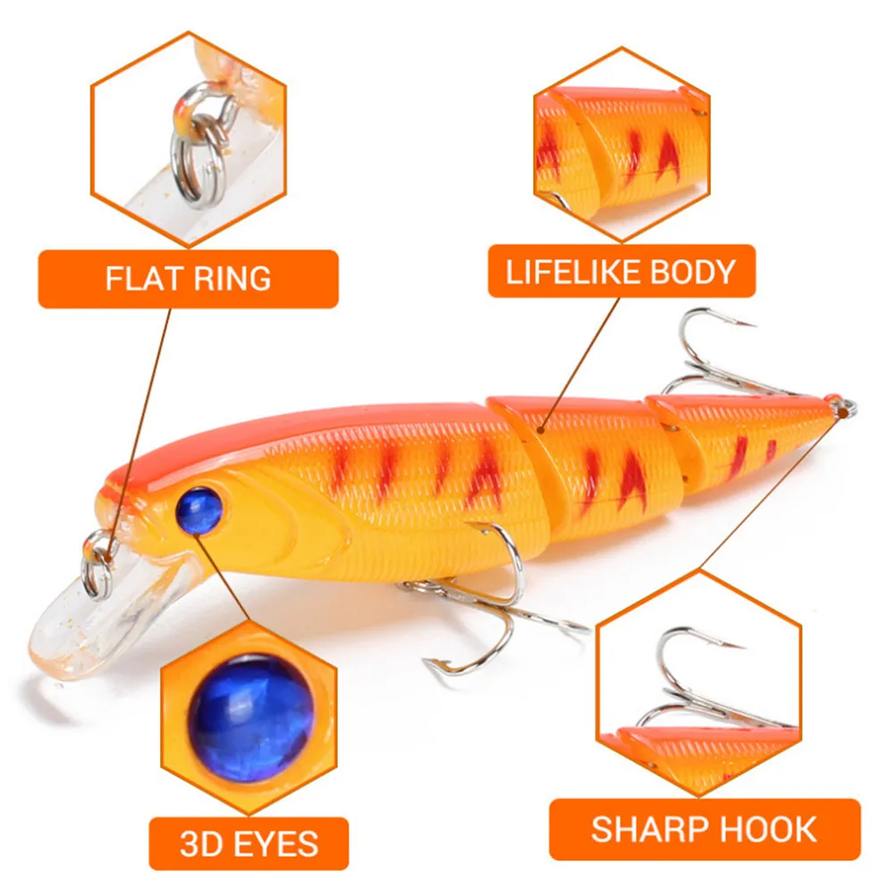 1 señuelo de pesca de pececillos, cebo duro Artificial para pesca de curricán, carpas y lucios, secciones articuladas múltiples, 14,7g, 10,5 cm - imagen 5
