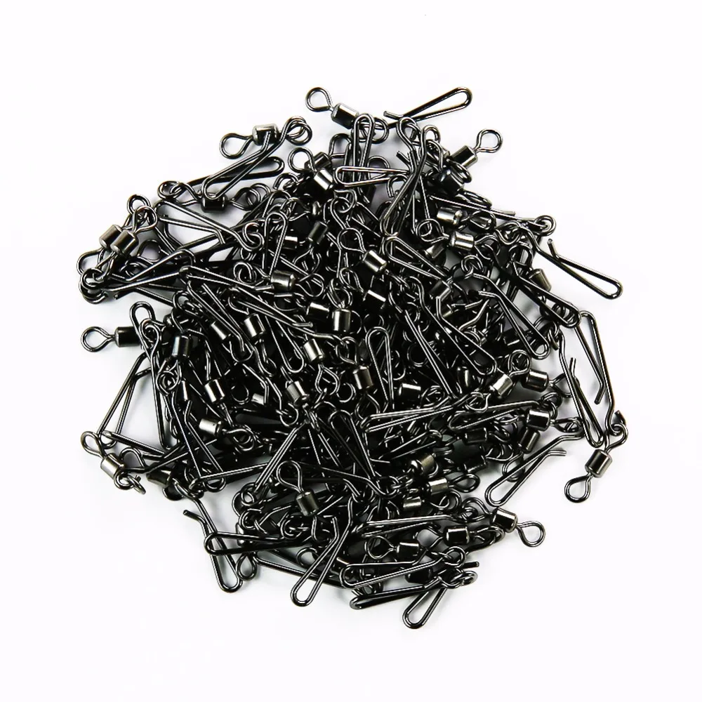 100PCS 2# 4# 6# 8# 10# Stainless Steel Fishing Swivels Interlock Rolling Swivel With Hooked Snap Fish Hook Connector Lure Tools - imagen 5