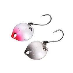 Mini señuelos de metal con forma de gota de agua, cuchara de lentejuelas, cápsulas de guisante creativas, 1,8g de cobre, microboca de lanzamiento, tira blanca, cebo giratorio, 1 ud.