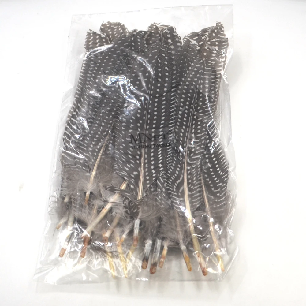 MNFT 10 Uds Color negro Natural puntos blancos plumas de faisán Material de atado de pesca con mosca para moscas de cebo de ninfa 15-22cm - imagen 3