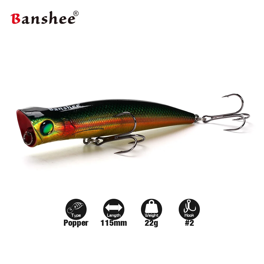 Banshee-señuelo de pesca de agua salada GT, Wobbler Popper, cebo duro artificial, 115mm, 22g, Bubble Burst JR VP03 - imagen 3