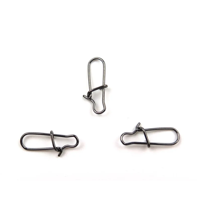 100 unids/pack gancho de Pesca de rodamiento alto barril de Pesca de acero inoxidable broches de seguridad giratorios accesorios de señuelo conector Snap Pesca - imagen 2