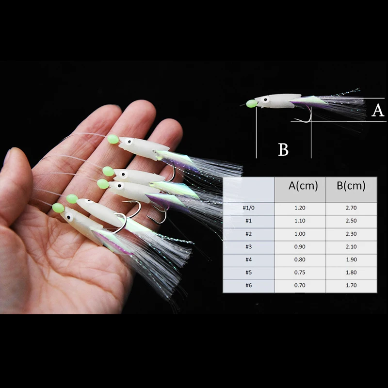 Sabiki señuelo de Pesca suave, anzuelos luminosos, cabeza de pescado, cebo suave, nuevo lote de 3 paquetes - imagen 2