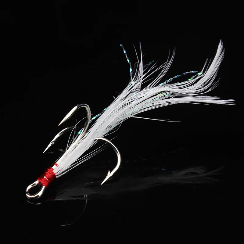 Anzuelos de pelo atado, accesorio de pesca de pelo rojo o pelo blanco, pluma, Mosca, señuelo, 5 uds., 4 #6 # - imagen 4