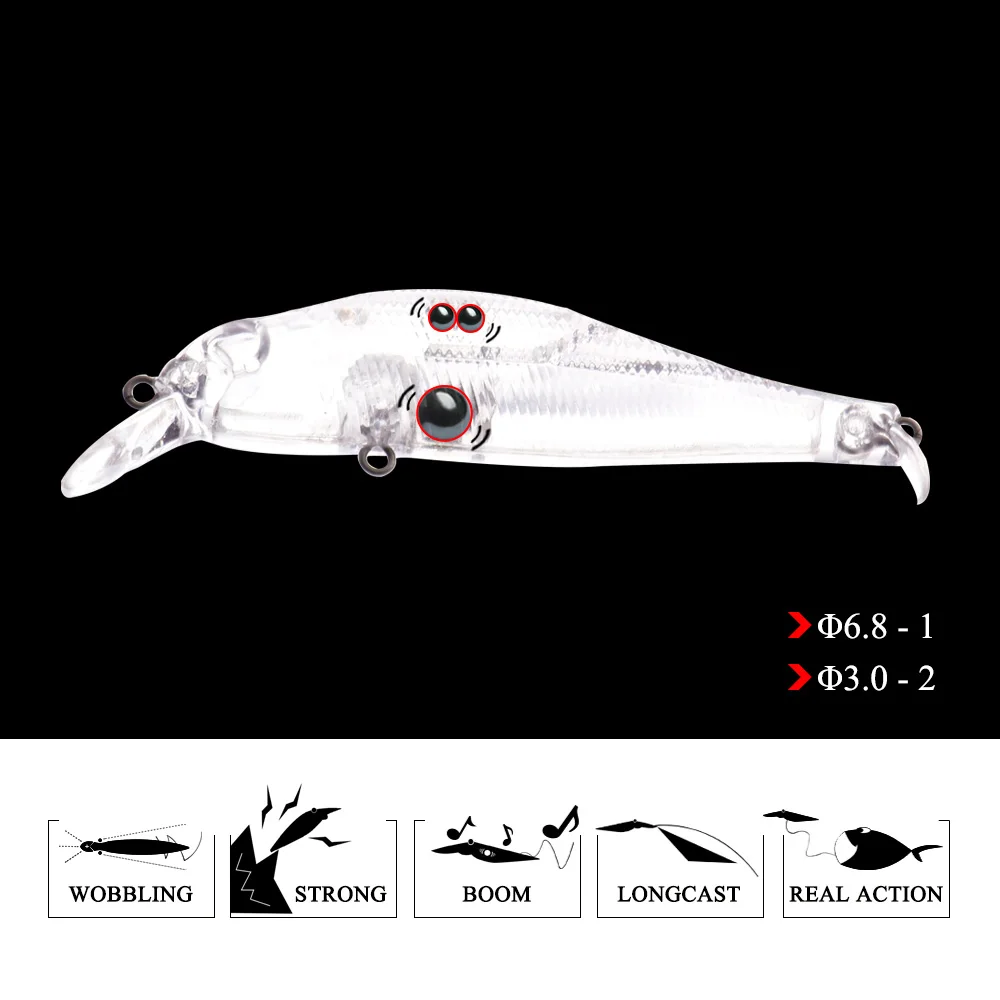 FTK 6g Swimbait Minnow Wobblers para Lucio señuelo de pesca 8cm 3D ojo duro Artificial Jerkbait cebo de pesca - imagen 3