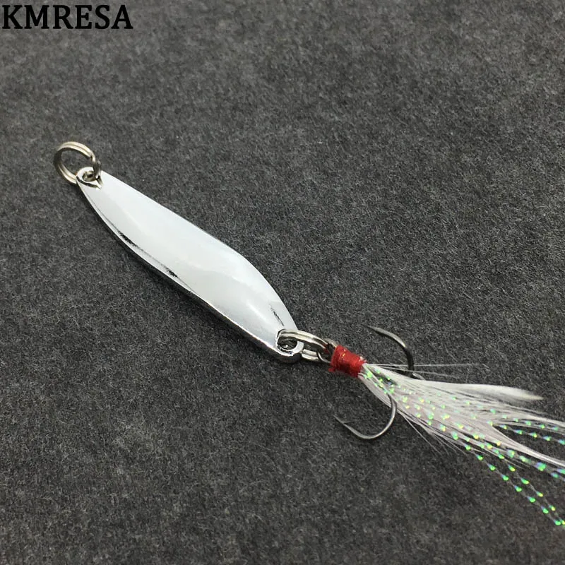 1 pieza de metal spinner cuchara señuelo melocotón 5g 7g 10g 13g oro plata rotatorio cebo duro para trucha Lucio pluma de pesca triple gancho - imagen 4