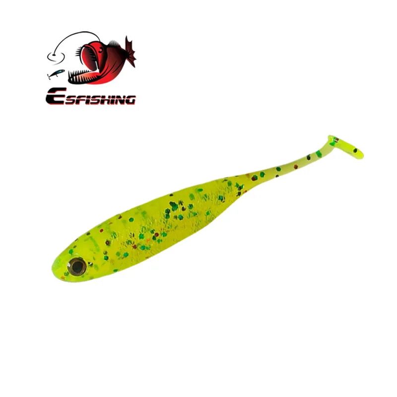 ESFISHING-cebo de silicona de plástico suave, olor a camarón, T, sábalo brillante, 70mm, ojo 3D, aparejos de Pesca artificiales - imagen 2