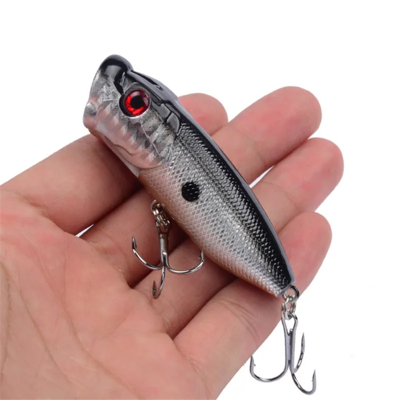 Señuelo de Pesca clásico Popper, 70mm, 11,8g, ojos 3D, duro Crankbait, lubina, Wobblers con 6 ganchos #, aparejos de Pesca Iscas, 1 unidad