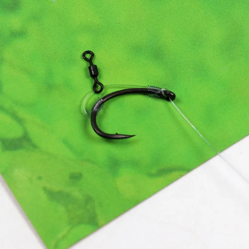 Bimoo 30 Uds. Micro aparejo de pesca de carpa giratorios para D-Rig Chod y aparejos rígidos con bisagras accesorio de Terminal de pesca negro mate - imagen 4