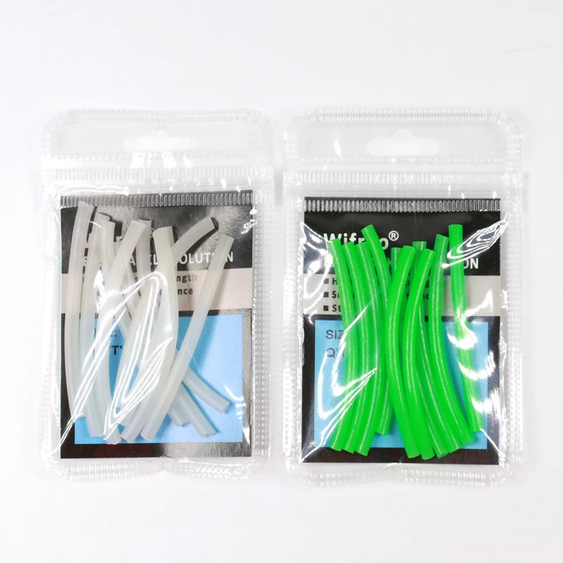 Wifreo-Tubo de silicona luminoso suave, gancho brillante, manga de vástago, aparejo de agua salada, tubos de señuelo, 2 bolsas, 20 piezas, 6cm - imagen 5