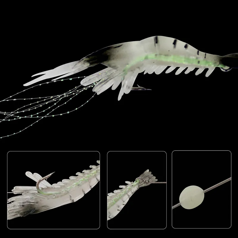 Señuelos luminosos de pesca de camarón, cebo Artificial de Camarón con cuenta luminosa, fácil de atrapar, 3 uds. - imagen 4