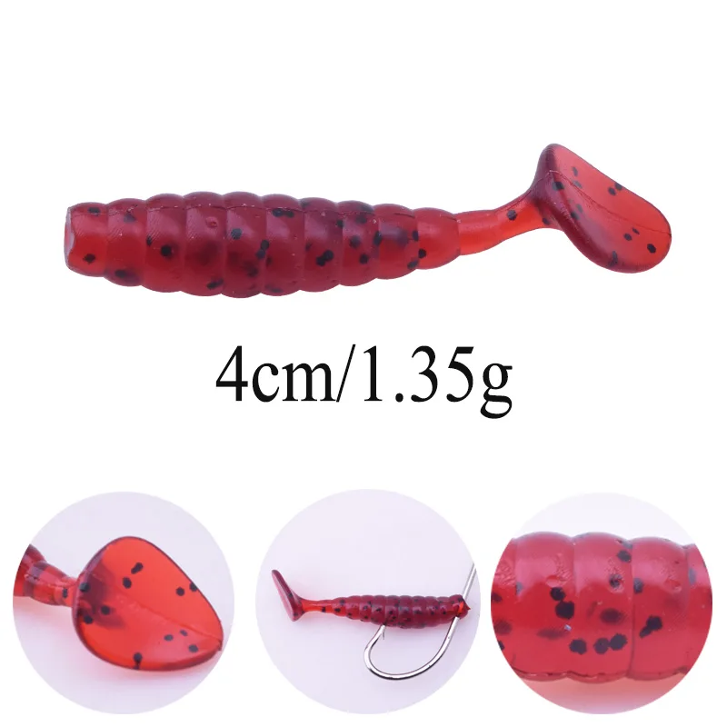 Señuelo Artificial suave para Pesca con mosca, cebo de goma de silicona, Swimbaits Jig Wobbler Head, 1,3g, 40mm, 20 unids/lote - imagen 2
