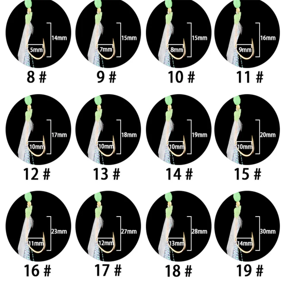 FISHINAPOT, 1 Uds., anzuelos para aparejos giratorios, plantillas de cebo, cabeza de pez, pesca, anzuelo luminoso chapado en oro con 6 anzuelos pequeños - imagen 3