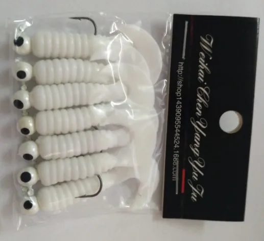 Señuelo de pesca suave, anzuelos de púas de gusano, cabeza de plantilla, 1,75g, 3,5g, 6-7 unidades por bolsa - imagen 3