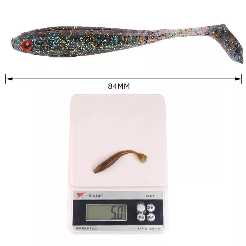 Señuelo de pesca suave, cebo de silicona, 8,4 cm, 5g, Swimbait, lubina, sábalo, Wobbler, minnow, aparejos de pesca, 3 piezas - imagen 5