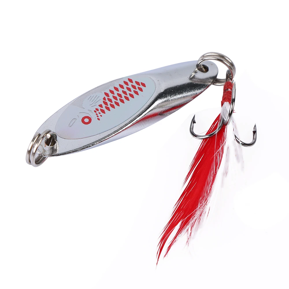 Goture-señuelo de Metal para pesca de trucha, cebo giratorio para lubina, anzuelos Mustad de acero inoxidable con pluma, cebo Artificial, 7g, 10g - imagen 5