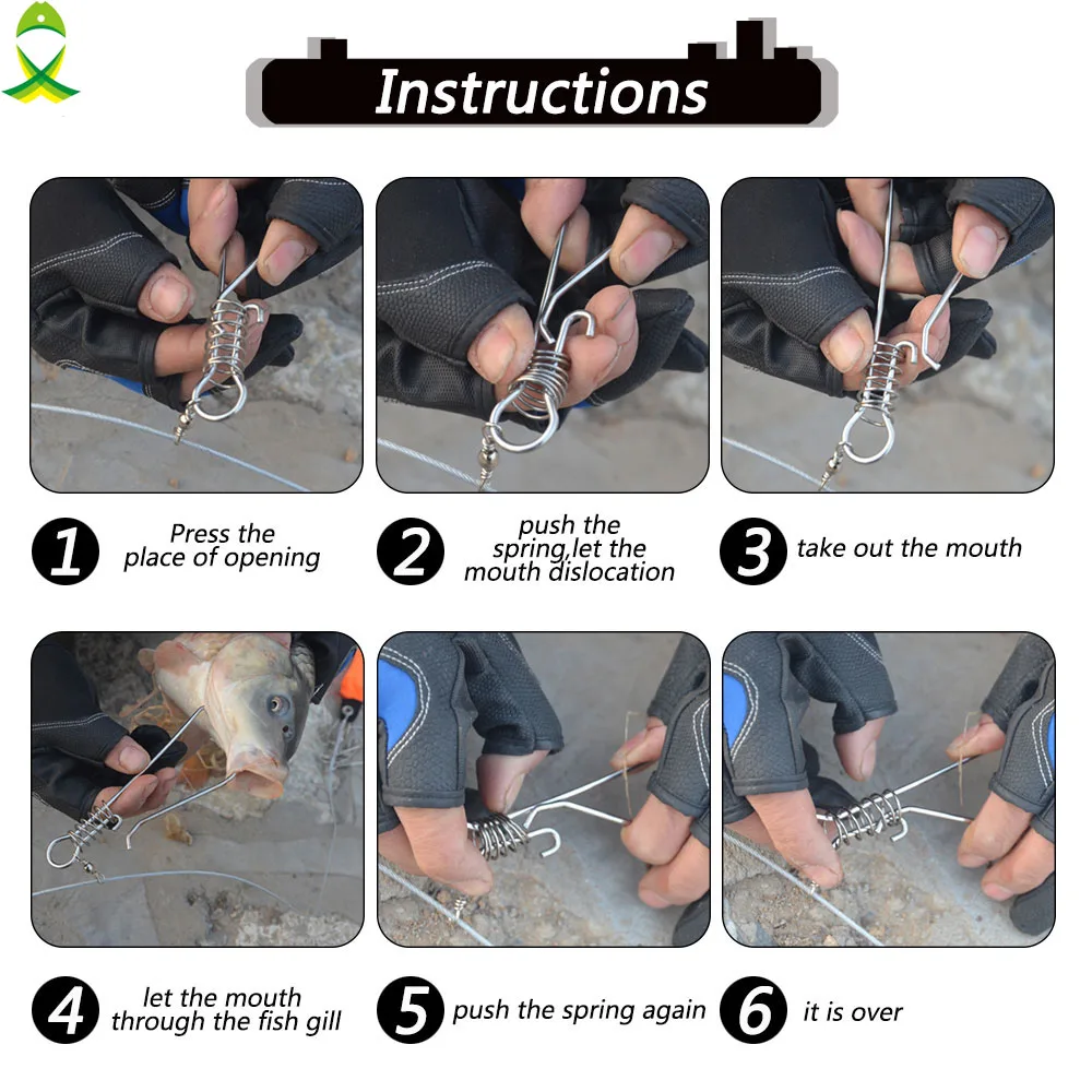 JSM-hebilla de bloqueo de pesca de 6M, cierre de acero inoxidable para peces vivos, aparejos de pesca con flotador y mango de plástico - imagen 5