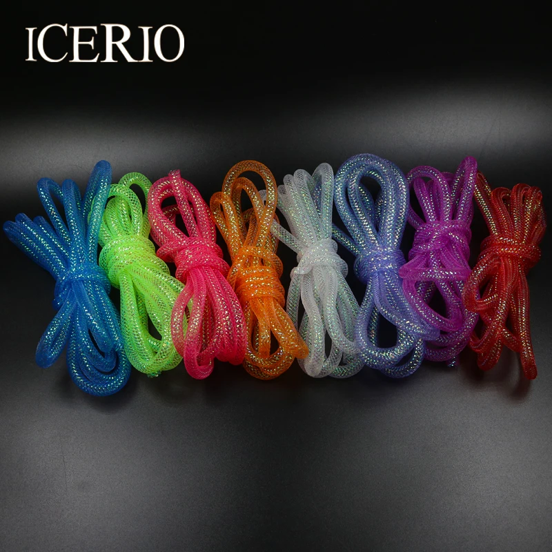 ICERIO 2 m/paquete 8mm oropel holográfico Multicolor Mylar tubo de malla tubo trenzado atado de moscas Minnow Material Flash corporal - imagen 5