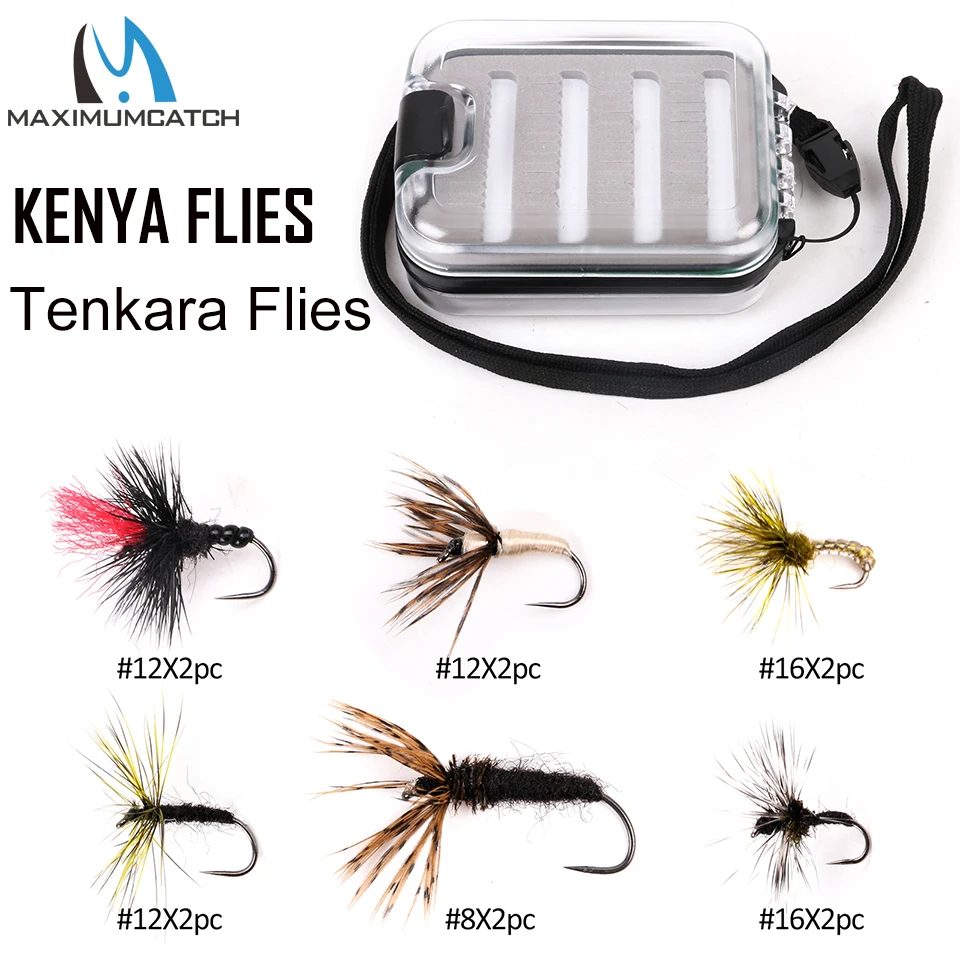 Maximumcatch 12-32 piezas de moscas de Kenia con caja de pesca Hackle seleccionado a mano 9 surtidos moscas - imagen 5