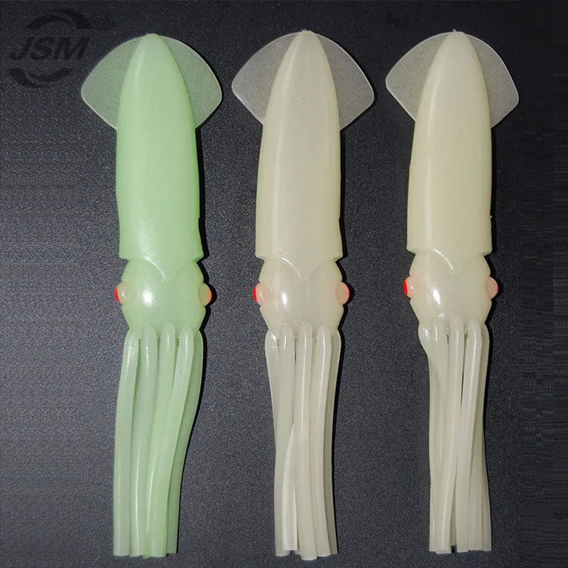 JSM-Señuelos de Pesca de calamar suave para Jigs, faldas de calamar luminosas, cebo Artificial para pesca de juego grande de colores mezclados, 18cm, 8 Uds. - imagen 3