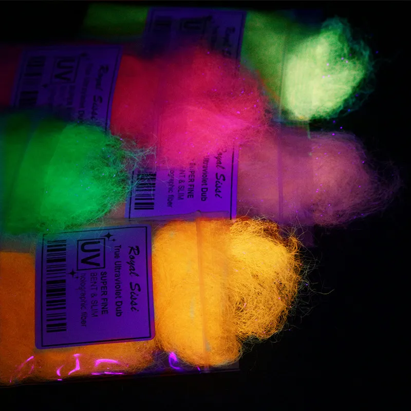 Juego de dobladillo de hielo con luz UV, fibras sintéticas reflectantes ultravioleta, materiales de atado de moscas sintéticas, 5 colores - imagen 3