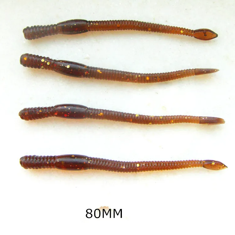 Señuelo blando de pesca, cebo de 7,5 cm, gusano Artificial, lombriz de tierra, señuelos brillantes, aparejos de Texas, lote de 15 piezas en oferta - imagen 4