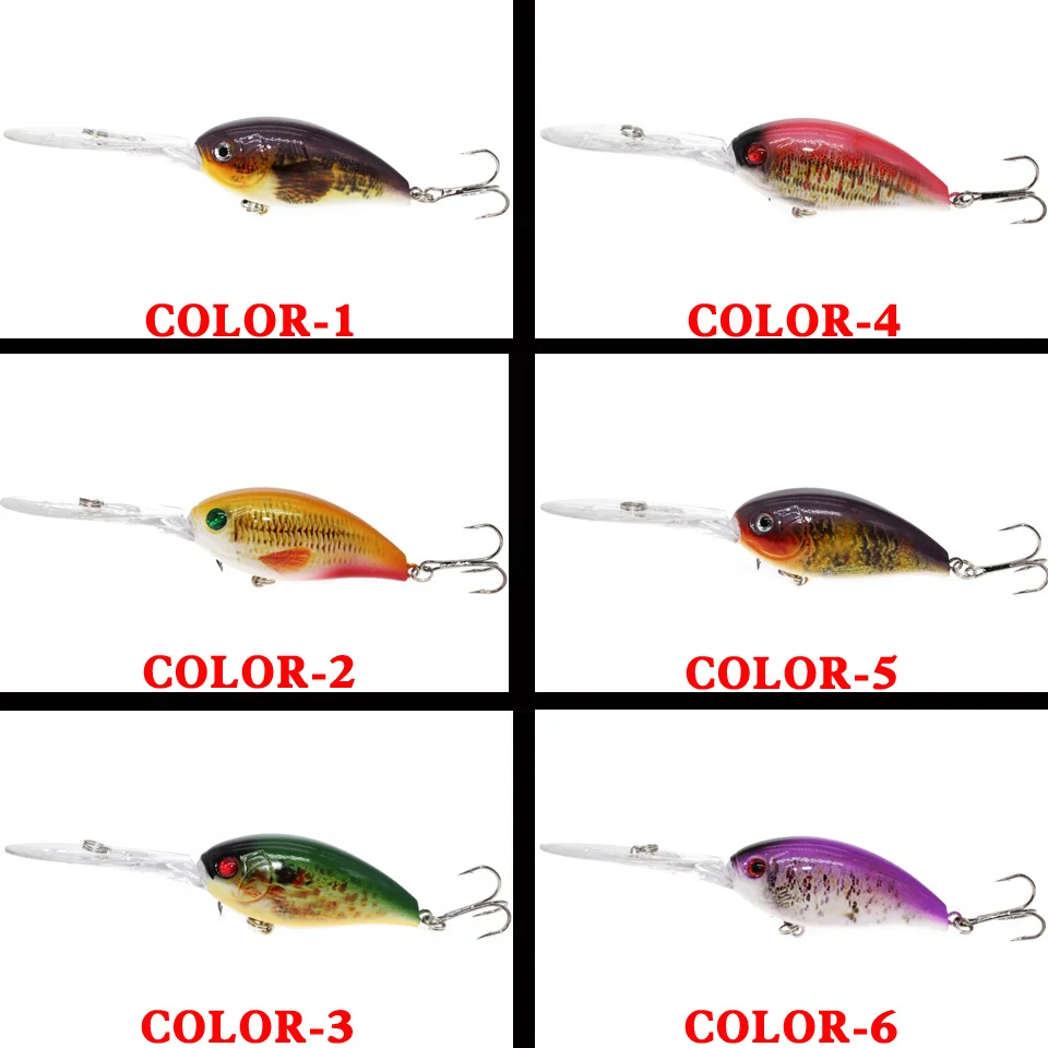 Crank-Bait flotante Wobblers, señuelo de pesca, Deep-Diving-4-5m de agua salada para mar, grande y realista - imagen 4