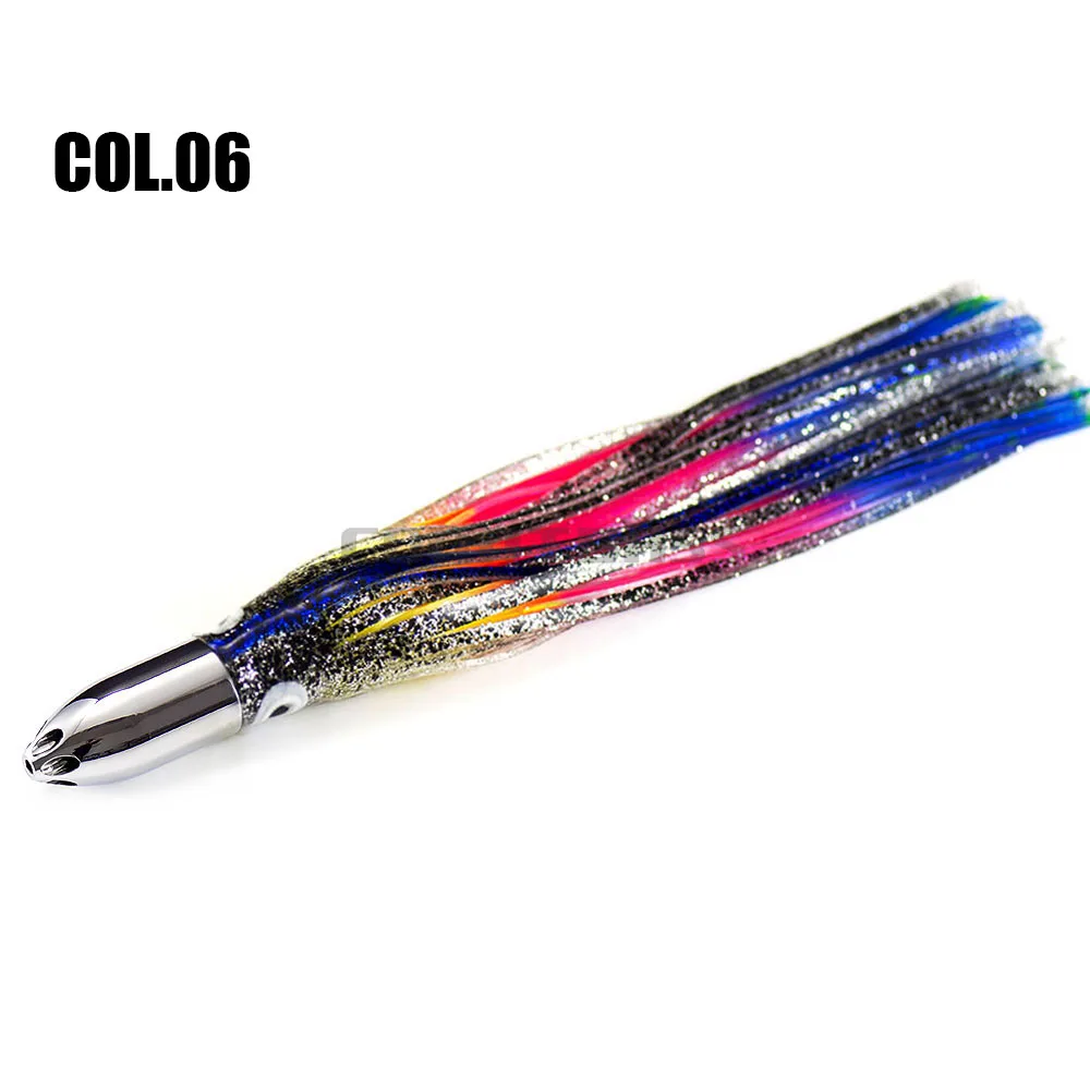 Countbass-SEÑUELOS DE pesca de arrastre con cabeza de acero y latón, cabeza de chorro de bala con falda de calamar, atún, Wahoo, Marline, pez vela, Kinfish, 6,2 oz - imagen 5