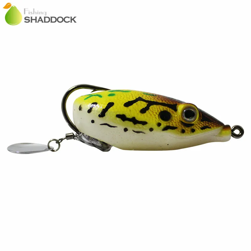 Señuelos de Pesca de rana blanda de goma, 4 unidades, ganchos de ranura de colores mezclados, hoja Topwater, cabeza de serpiente flotante, cebo Artificial para pesca de lubina - imagen 5