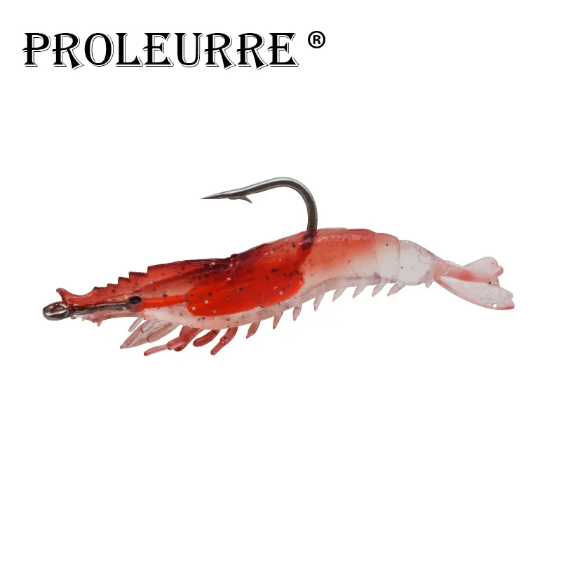 Proleurre-SEÑUELOS suaves de silicona para camarones, cebos de pesca, anzuelos de cangrejo, aparejos luminosos, 65mm/3g, 4 unidades por lote - imagen 5