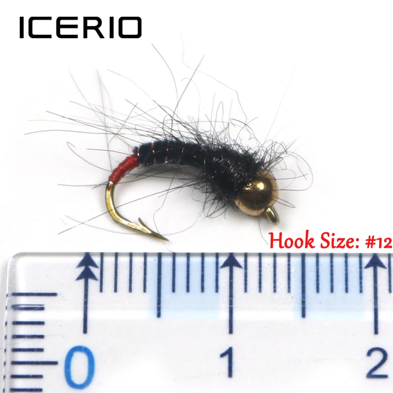 ICERIO-SEÑUELOS DE pesca con mosca, cabeza de cuentas de latón, ninfas, trucha, #12, 8 Uds.