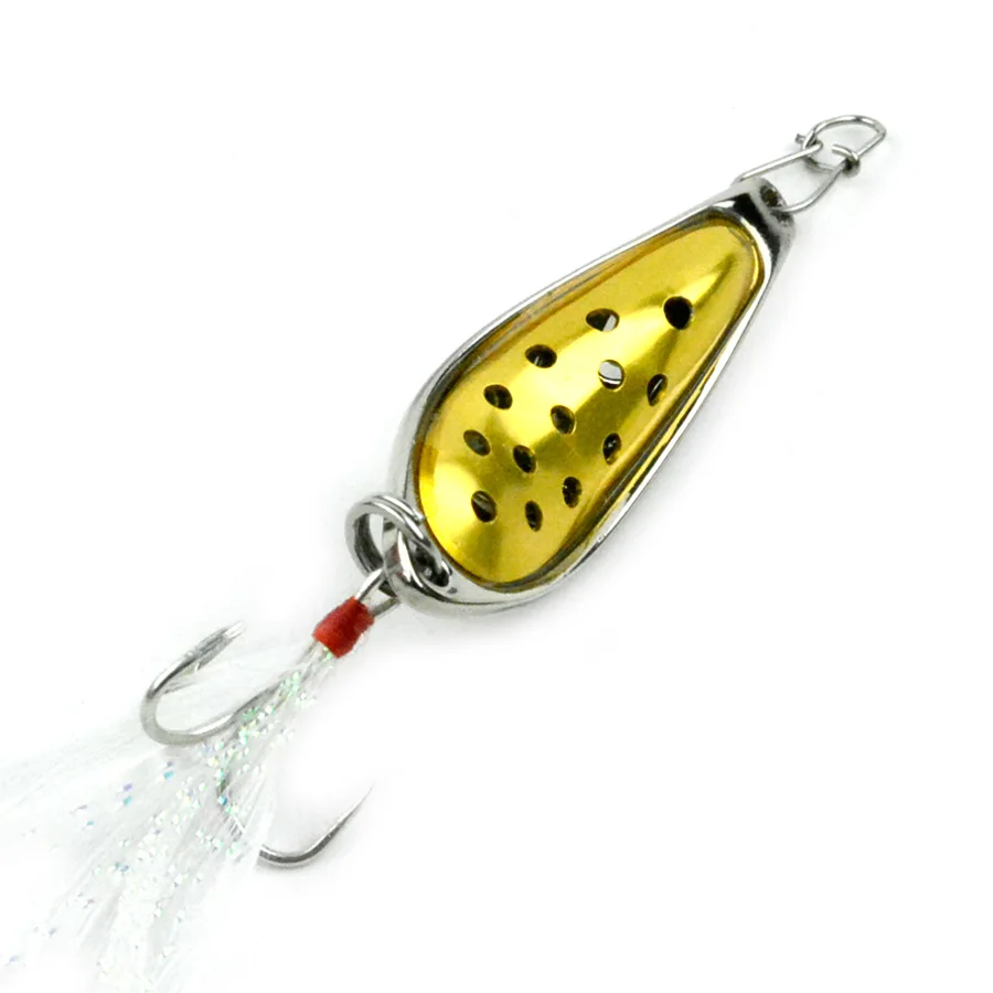 Un señuelo de pesca. Parece ser un tipo de señuelo de cuchara, que es un tipo de señuelo diseñado para parecerse a un pez pequeño u otra criatura acuática.