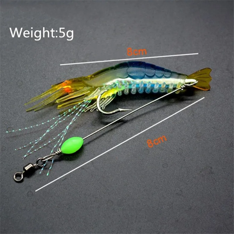 1 unids/lote simulación señuelo suave de langostino 8 cm/5g señuelo de Pesca cebo Artificial, con brillo gancho gira luminosa Pesca Sabiki plataformas - imagen 5