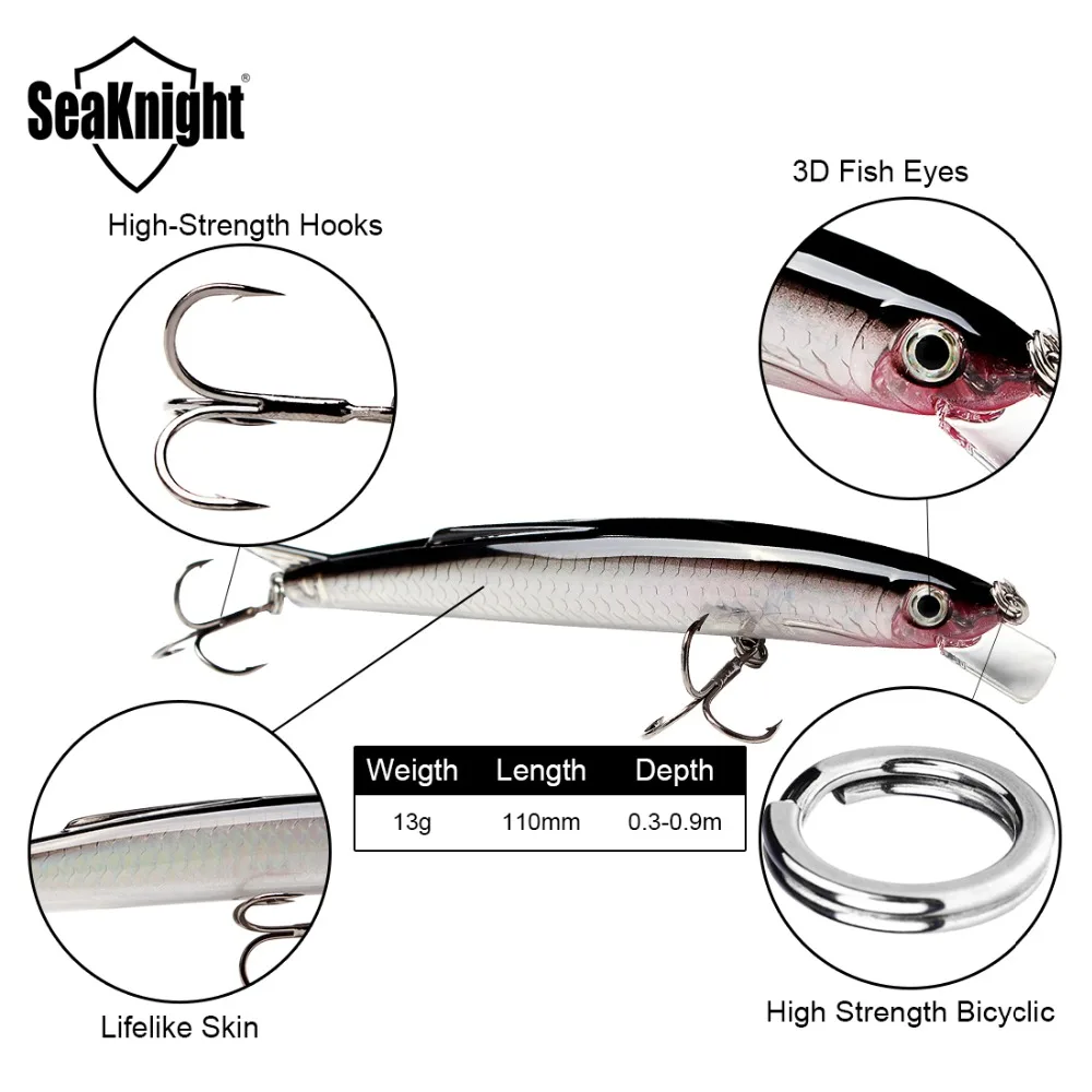 Señuelo de pesca de pececillos SK005, 1 unidad, 13g, 11 cm, profundidad de buceo, 0,3-0,9 M, cebo Artificial, equipo de pesca, cebo de fundición