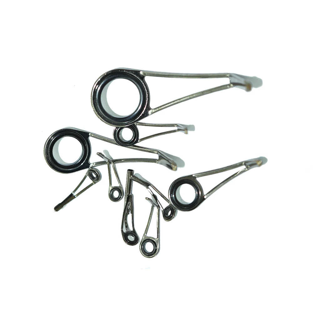 9 uds/Kit guías de caña de pescar de trucha de roca peso ultraligero patas altas anillo guía de acero inoxidable varilla DIY reparación reinstalar re-montaje