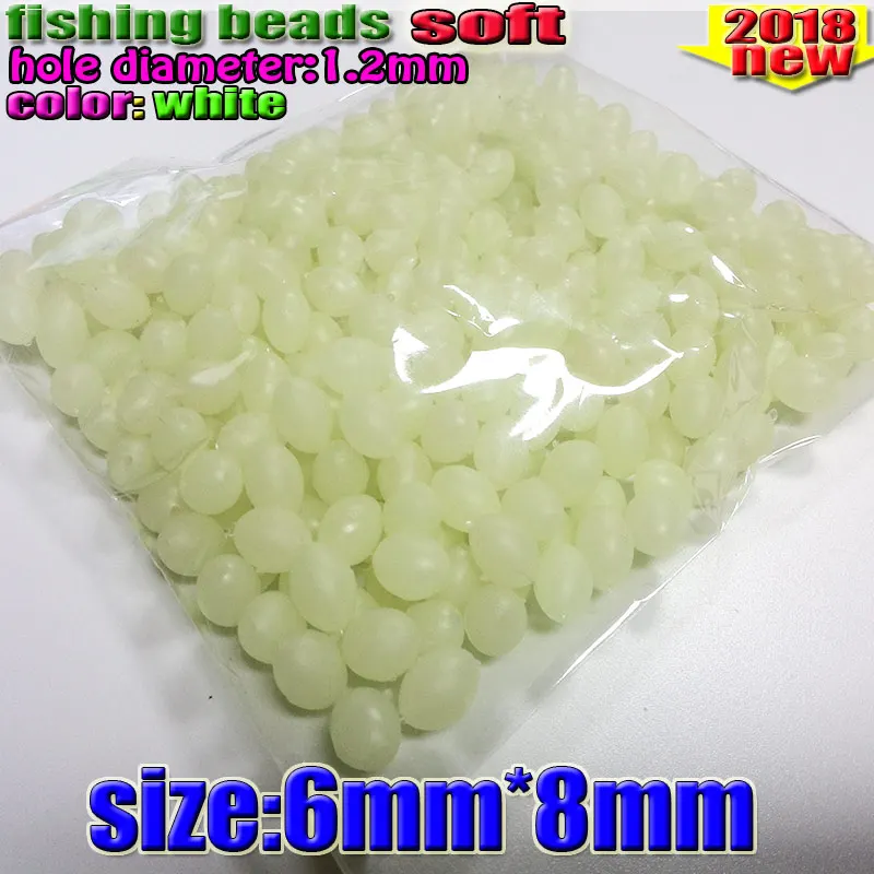 2020 NUEVAS cuentas de pesca luminosas de plástico fihsing que brillan en la oscuridad 2*3 3*4 ---- 12*16 mm más tamaño elija el color es blanco - imagen 5